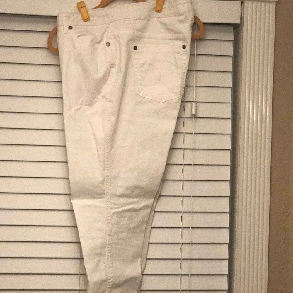 White straight leg jeans